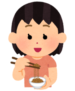 納豆を食べる女の子